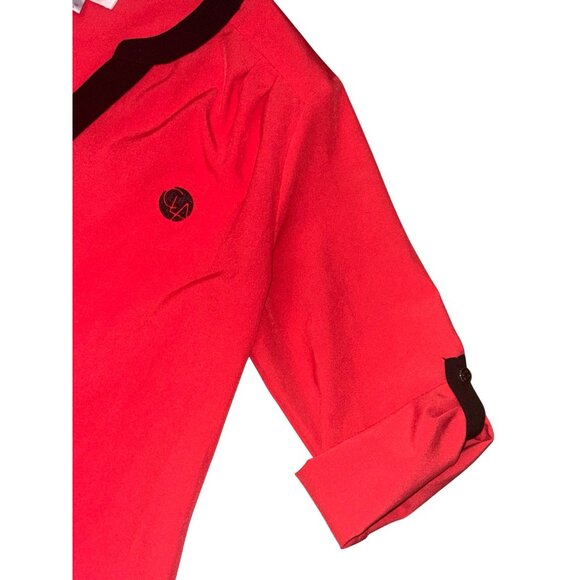 Lilac Bloom Womens 3/4 Sleeve Red Blouse With Black Trim & Button Accents Size M - Picture 4 of 8